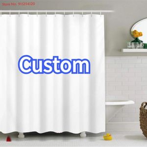 Cortinas de ducha Impresión 3D Cortina impermeable con ganchos Alta calidad DIY Logo Drop Bath Baño