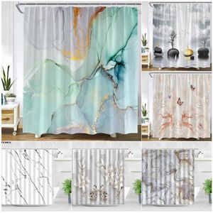 Cortinas de ducha, cortina de baño geométrica creativa de mármol abstracto, conjunto de decoración de baño nórdico Simple moderno, tela colgante de pared para el hogar