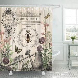 Rideaux de douche rideau moderne français abeille jardin Vintage reine Floral arrosoir décor à la maison étanche bain salle de bain crochets