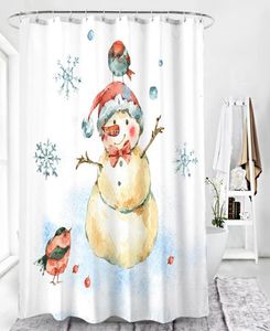Rideaux de douche mignon dessin animé imprimé rideau étanche crochet salle de bain Polyester décor à la maison motif de noël cadeau 7120421