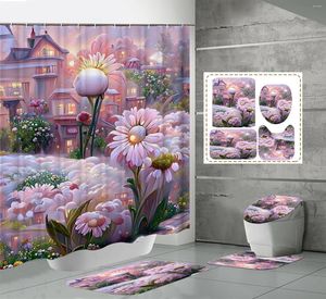 Rideaux de douche Dream Castle Garden Curtain Set Salle de bain Topet Topet Topet Toilet Mat à dossiers Filles Girls Home Decor