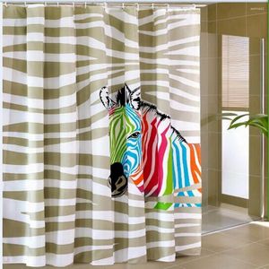 Rideaux de douche joyeux arbre polyester rideau zèbre multicolore étanche épaissison épaissison de salle de bain africain baignoire animale rideau.