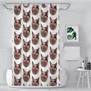 Rideaux de douche en tissu imperméable de chaton polie décoration de salle de bain drôle avec crochets accessoires de maison