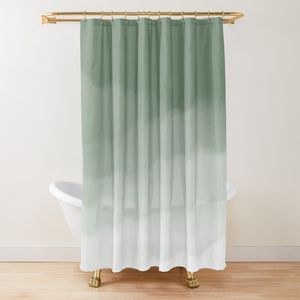 Shower Curtains Sage Green Watercolor Ombre Curtain Bathroom Fabric Polyester Waterproof Modern Bath Decor with 12 Hooks 230625