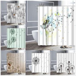Rideaux de douche Simple Floral pissenlit papillon aquarelle fleur naturelle salle de bain rideau décor à la maison Polyester tissu écran