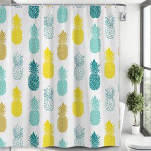 Rideaux de douche fruits tropicaux ananas rideau jaune bleu vert conception créative simple décoration de salle de bain maison tissu polyester