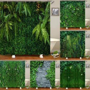 Cortinas de ducha Variedad de varios césped de hierba de planta verde Cortina 3D Cortina Poliéster Decoración del hogar impermeable con gancho