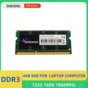 SHUSHU Memoria Ram DDR3 DDR3L 8GB 4GB 1333MHZ 1600MHz 1866MHz Sodimm Ram PC3-10600 12800 14900 para Memoria de portátil