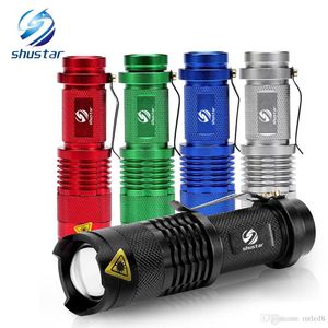 Shustar coloré étanche lampe de poche LED haute puissance 2000LM Mini Spot lampe 3 modèles Zoomable équipement de Camping torche Flash lumière