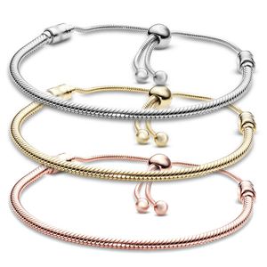 Bracelets à breloques plaqués Sier 3MM chaîne réglable ajustement or Rose bracelet bracelet femmes femme fête de noël cadeau d'anniversaire BR020