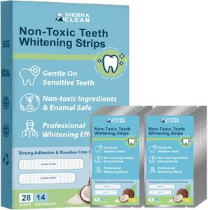 Tiras blanqueadoras de dientes Sierra Clean para dientes sensibles 14 tratamientos, tiras seguras para esmalte, recomendado por dentistas, resultados rápidos en 30 minutos