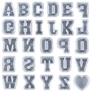 Molde de silicona para alfabeto, 26 letras mayúsculas grandes, herramientas para manualidades, números 3D, molde de resina epoxi de cristal DIY