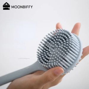 Baignoire de bain en silicone double poignée longue massage brosse arrière nettoyage des poils doux époutteurs accessoires de salle de bain quotidiens 240312