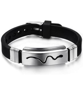 Bracelet en silicone Gel Boys bracelet bracelet bracelets pour hommes 316L Bracles en acier inoxydable Pattern6043146
