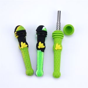 Kit de collecteur de silicone Pipe d'abeille à la main pour fumer avec GR2 62mm Titanium Nail Dab Straw Oil Concentrate Rigs for Dry Herb Wax Oil DHL