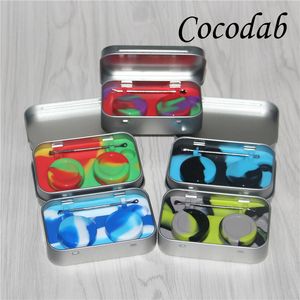 Silicona Dab Bho Wax Jar contenedor Mat de almohadilla de almohadilla antiadherente kit Dabber Slick Sticky Tin Box Kit de almacenamiento de almacenamiento