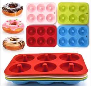 Molde de silicona para rosquillas, bandeja para hornear DIY, rosquillas, 6 moldes de rejilla, molde de silicona antiadherente para pasteles, herramientas para repostería y horneado Sep01