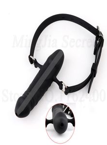 Silicone Doubleend Hollow Open Mouth Gag Dildo Brand de harnais oral sur Pinis Plug BDSM Bondage Erotic Sexy Toys for Couples1058607