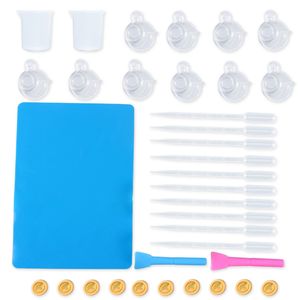 Silicone Epoxy Kits Resin Molds Tools with Dispense Cup Measure Cup Mat Finger Sleeve Stir Bar DIY Resin Craft Accessories