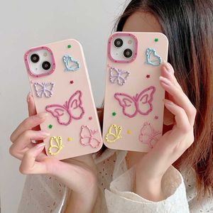 Silicone Fashion Colorful Butterfly Soft Cases pour iPhone 14 Plus Pro Max 13 12 11 Iphone14 Rubber Star Smart Mobile Phone Cover Girls Lady Women Back Skin