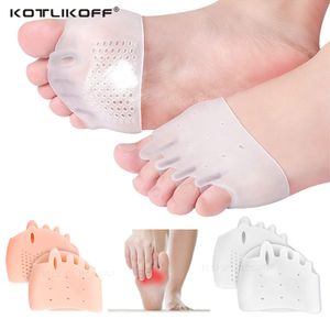 Almohadillas de silicona para el antepié, separador de dedos de cinco agujeros para aliviar el dolor, zapatos para el antepié, plantillas, Corrector de Hallux Valgus, almohadillas de Gel para el cuidado de los pies