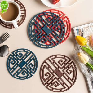 Tapis de repas isolé en Silicone, Style chinois, décor de Table ajouré, tapis de tasse de thé, tapis de bol antidérapant résistant à l'usure, fournitures de cuisine