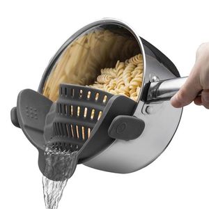 Silicone Kitchen Strainer Clip Pan Drain Rack Bowl Funnel Rice Pasta Vegetable Washing Colander Draining Excess Liquid Univers 220727