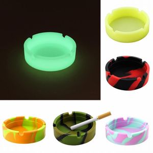 Cendriers noctilumineux en silicone Cendrier rond de poche portable doux Cendrier à cigares anti-brûlure incassable Porte-cigarette pour la maison 10 couleurs