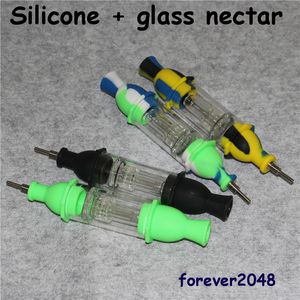 Kit de nectar de bong en verre de narguilé de tuyau d'eau de plate-forme d'huile de silicone avec le paquet de vente au détail d'outil de Dab de conteneur de silicium