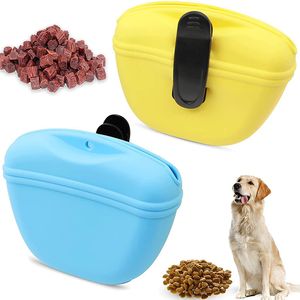 Silicone Portable Dog Training Treat Bag Puppy Snack Reward Waist Bag Feed Pouch Pocket Food Reward Storage Bag Magnetic Closure Waist Clip HW0164