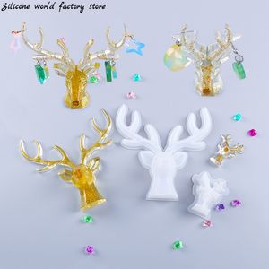 Silicone World Deer Horns Silicone Bijoux Bijoux Affiche Moule Moule Moule Moules d'oreilles Collier Rague de rangement de rangement