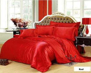 Ensemble de literie en soie Red Super King Size Reine Twin Twin Fited Satin Lit Fleche de couette Cover Cover Doona Quilt Double Single 6PCS444907759