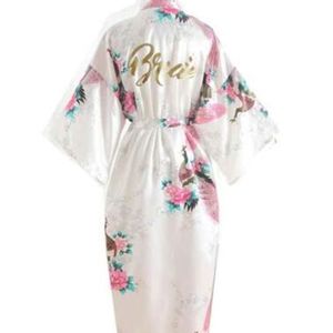 Seda dama de honor novia bata dama de honor bata madre de las túnicas mujeres satinado boda kimono sexy camisón vestido mujer albornoz 210901