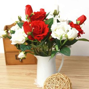 Flor De Seda Artificial Mini Rosa 7 Piezas Flores Boda Para Plantas De Decoración Del Hogar Largo 37 Cm s