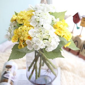 Hortensia en soie cadeaux de bricolage décoration de Noël de mariage pour la maison faux floristique produits ménagers en plastique fleurs artificielles rotin EEA380