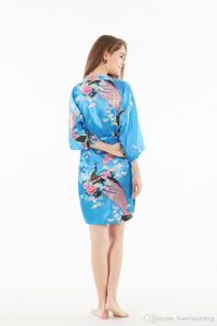 Robe Kimono en soie pour femmes, peignoir en Satin, Robes de nuit Sexy, pour demoiselle d'honneur, été, grande taille 07