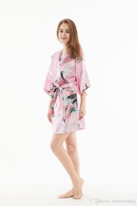 Robe Kimono en soie pour femmes, peignoir en Satin, Robes de nuit Sexy, pour demoiselle d'honneur, été, grande taille 04
