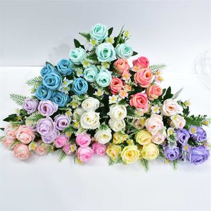 Silk Long tige roses bouquet de mariage fleurs en plastique fleurs en plastique fleurs