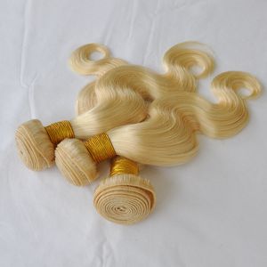 Ce certifié soie droite vague de corps tissage de cheveux humains 3 faisceaux 613 couleur blonde vierge trame de cheveux livraison gratuite