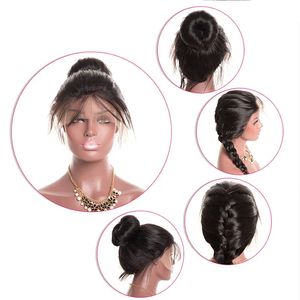 Perruque Lace Front Wig 360 naturelle malaisienne Remy, cheveux lisses et soyeux, Caramel, densité 250, avec frange, pour femmes noires