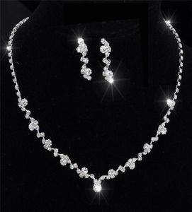 Conjunto de pendientes y collar de cristal para dama de honor, joyería nupcial de boda, plata, XBUK5320994
