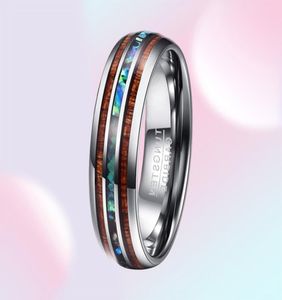 Silver Color Koa Wood Inclay Inclay Polish Polie 8 mm Largeur 100 Véritable bande de mariage Élégance Tungsten Carbure pour hommes 2107017198428