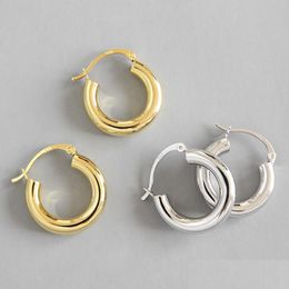 Argent Nouveau 925 Sterling Sier Minimaliste Métallique Cercle Boucles D'oreilles Pour Les Femmes Chic Style Femelle Géométrique Hoop Boucle D'oreille Fine Jewelry Dro Dhsbh