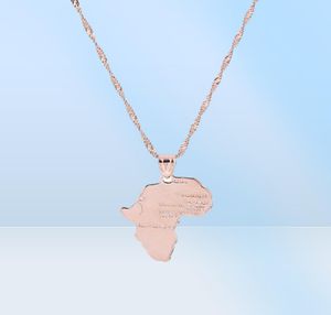 Silver Rose Gold Africa Carte Pendant Collier Hip Hop Bijoux Hop Bijoux de l'Afrique8825153