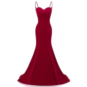 Robe de soirée longue Sermaid rouge Serve Spaghetti sans manches de lacets de la dentelle de la fête de la fille de la fille de la fille de la fille de la filles 2022