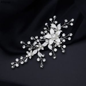 Argent Étincelle Cristaux Pinces À Cheveux Pour La Mariée De Luxe Strass Fleurs Accessoires De Cheveux De Mariage Coiffes De Mariée Bandeau Femmes Formel Diadème Chapeaux CL2491