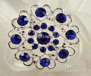 Tone argenté Royal Blue Rhingestone Crystal Diamante Heart Brooch Pin1275547