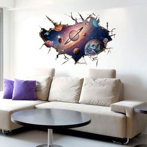Simanfei Space Galaxy Planets Wall Sticker 2019 Vinyle imperméable Art mural Decal Univers Star Papier peint Chambre d'enfant Décorer LJ201207P