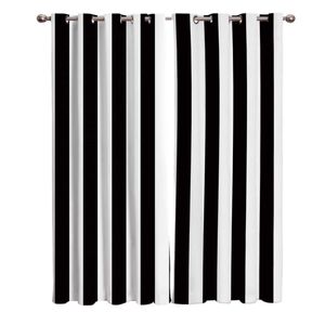 Cortinas de rayas en blanco y negro simples Decoración Swag Cortina de la habitación para niños Paneles de cortina con ojales Valanzas de tratamiento de la ventana 210712