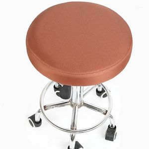 Funda Simple para Silla, Bar, taburete redondo, asiento de poliéster, Funda para peluquería de dentista, Funda para Silla, Fundas colgantes